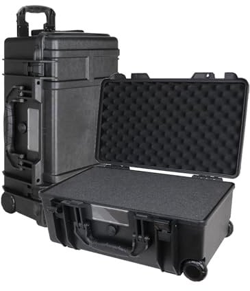 Prothens Camera Hard Case with Foam | Hand Gun Case | Protective Instrument IP67 Waterproof Case for Telescope, Camera Storage with Customizable Foam Easy Carrying | Locked Storage Box | Flight Case