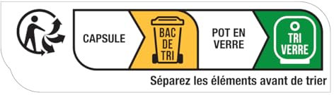 Autocollant étiquette Info-tri - Pot en Verre avec Capsule Couvercle - Planche de 42 Stickers H1,9 x L6,9 cm