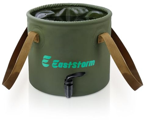 E EASTSTORM Bassine Pliable Camping 10L/20L Seau Plat Pliant avec Robinet Bassine Retractable evier Lavabo Peut être utilisé pour l'extérieur, la randonnée, la pêche, l'arrimage