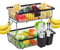 Yiomxhi Cesta de Frutas de 2 Niveles con 2 Perchas de Plátano, Canasta de Frutas para Encimera de Cocina, Fruteros Estante de Almacenamiento para Pan Verduras Bocadillos, Negro