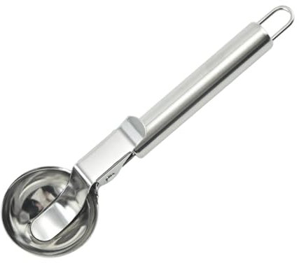 Teksome Plat à crème glacée, cuillère à biscuits - Cuillère à biscuits en acier inoxydable - Scoop de boule de cuillère de plat de crème glacée avec la poignée avec la gâchette de pouce pour la