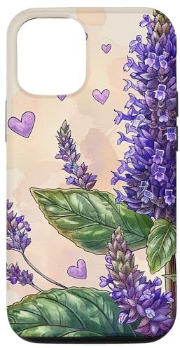 iPhone 13 Anise Hyssop Flowers With Hearts Around Boho Style Graphic Case