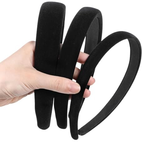 3 Stück Satin Stirnbänder, Haarreif Schwarz Schwarzes Gepolstertes Stirnband Aus Samt, Schwarze Haarreifen Haarband Stirnband Haarschmuck Dickes Haarband Aus Samt für Frauen Teenager Mädchen