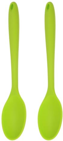 sourcing map 2 cucharas de silicona, resistentes al calor, para cocinar, mezclar, remover y servir, color verde claro
