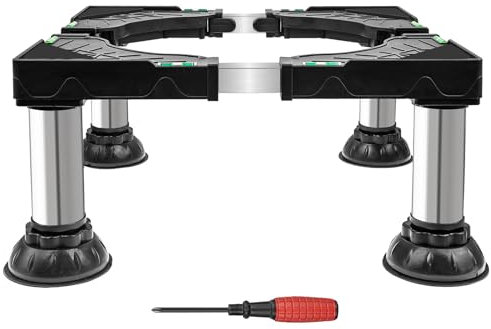 Kaxtde Mini Fridge Stand Height 7-8.4, Adjustable Washer and Dryer Pedestal with 4 Strong Feet, Heavy Duty Universal Stand Base for Washing Machine Refrigerator Laundry (Black)