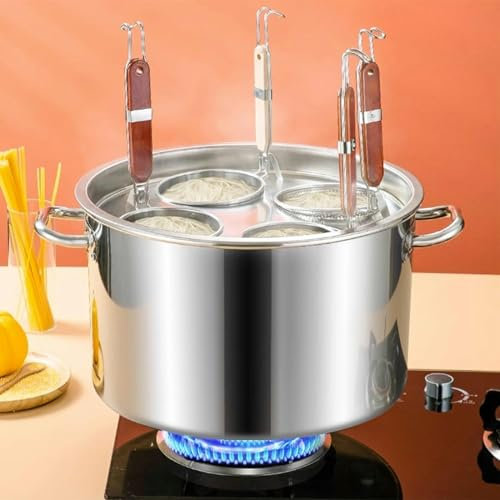 Set cuocipasta con Inserto, cestello e Coperchio, vaporiera, Diverse pentole, Robusta pentola in Acciaio Inox, pirofila, pentola a Fuoco Lento per la Cucina della Sala da Pranzo di