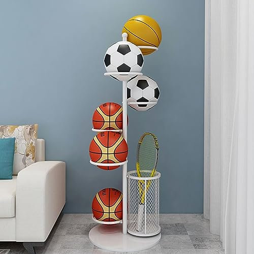 Heavy Duty Vertical Ball Storage Rack for Garage Organize Volleyball Football and Basketball Equipment Metal Stand Holder for Sports Balls Basketball Accessories Organizer