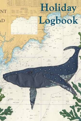 Holiday logbook - Whale at Falmouth Cornwall | coastal nautical designs sewn onto old sea charts maps | camping record book