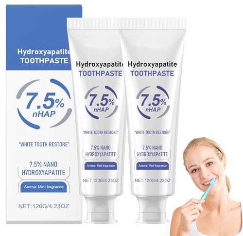 Hydroxylapatit Zahnpasta 2 Stück Zahnpasta Hydroxylapatit,Hydroxylapatit Zahnpasta Ohne Fluorid,Hydroxylapatit Pulver,Schützt Das Zahnfleischzt