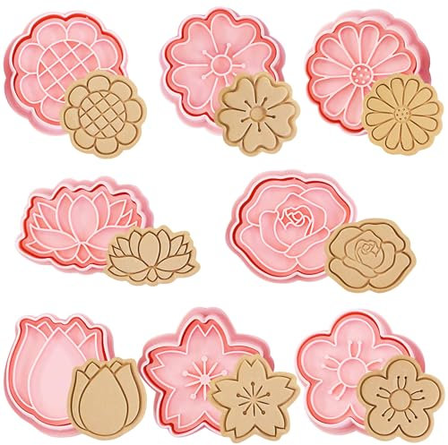 YeahBoom 8PCS Emporte Pièces,3D Moule Biscuit Plastique,Pièces Cookie Mold,Moules à Biscuits en Silicone,Moule à Biscuits,Emporte-Pièces en Plastique