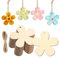 24 Stück Holzblumen, Blumen Holzscheiben mit 10M Juteseil, 7.5 cm Holzanhänger zum Bemalen, Unbehandelte Holz Blumen für DIY Handwerk Gravur Malen Dekoration