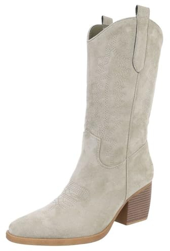 Ital Design Damenschuhe Stiefel Western- & Bikerstiefel, DE1152S-, Textil, Hellgrün, Gr. 39