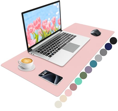 Niviy Sous-Main Bureau Tapis de Bureau Cuir PU Tapis de Souris 80x40cm | Protection Bureaus Antidérapant et Imperméable Desk Mat pour Ordinateur Bureaus et Maison TendrePink