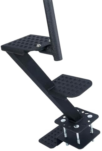 Fafeicy 2 Step Carbon Steel Boat Trailer Steps with Anti Slip Tread and Handle Universal Tongue Mount for Bass Boats