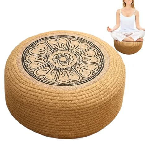 Sitzhocker für den Außenbereich | runde Sitzsäcke und Ottomane aus geflochtenem Rattan | Bodenkissen für Sitzfläche Pool Terrasse Haus Küste Garten Outdoor