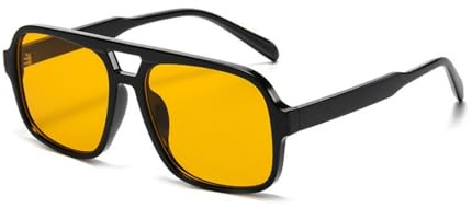 ASYHV Orange Vintage Rechteckige Sonnenbrille für Damen Herren, 70er Rahmen Sonnenbrille uv Schutz