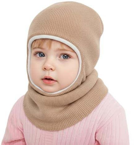 DRESHOW Kids Winter Warm Hat Scarf Baby Earflap Beanies Fleece Lined Knit Hood Toddler Hat Windproof Balaclava Kids 1-6 Years