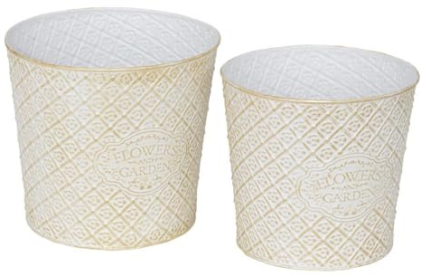 Atmosphera Créateur d'intérieur - Lot de 2 Cache-Pots en Métal Tino 22cm Blanc