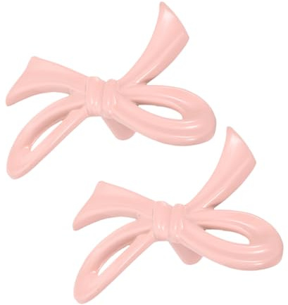 NIYANGLE Bow Drawer Knobs 2 Pack, Cute Pink Decorative Cabinet Handles for Dresser Wardrobe, Vintage Style Metal Cupboard Furniture Hardware Pulls, Small Elegant Closet Door Shoe Cabinet Grab Handle