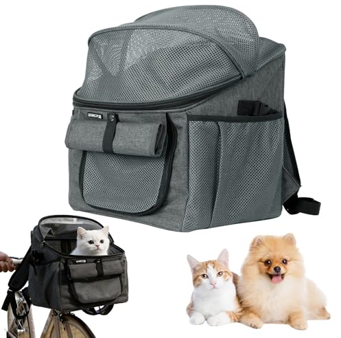 Hundefahrradkorb Vorne bis zu 5 kg, NAVESO 2 in 1 Fahrradkorb Vorne mit Lenker Adapter, Faltbarer Netzgewebe Fahrradkorb Hund für Kleine und mittelgroße Haustiere, 32,8 x 29 x 38,9 cm