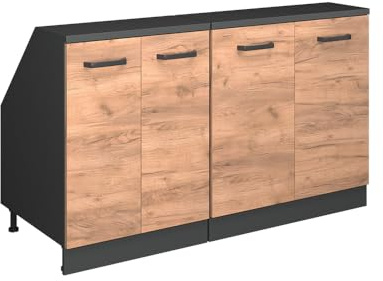 Vicco Dachschrägenschrank-Set Rion, Goldkraft Eiche/Anthrazit | B140 x T60 cm, 2er Set, platzsparend für Dachschrägen