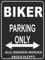Indigos UG - Parking Only - Biker - Alle anderen werden abgeschleppt - Parkplatzschild 32x24 cm schwarz/silber - Alu-Dibond - Folienbeschriftung