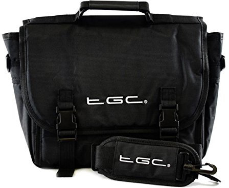New TGC ® Messenger Style TGC Padded Carry Case Bag for The Bush Portable 10-inch Widescreen DVD Player (Jet Black)
