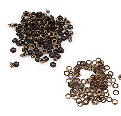 GOTOTOP 100 Sets runde Ösen Farbe Bronze Antik Metall 4/5/6 mm Werkzeug für DIY Scrapbooking Tasche Nähen (6 mm)