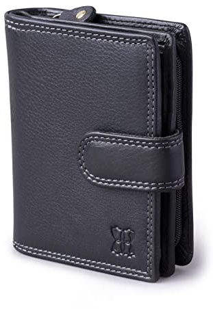 Lakeland Leather Ladies Small Leather Tab Purse in Black