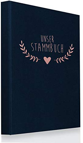 Hochzeitideal Stammbuch der Familie A5 'Boho' aus Buchbinderleinen (Dunkelblau)