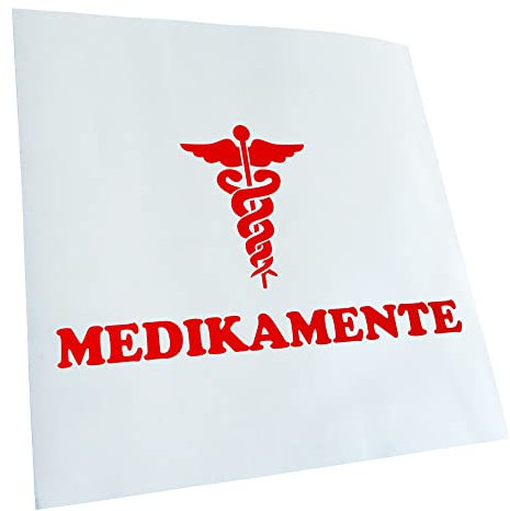 Kiwistar - Autoaufkleber - Medikamente Arzt Box Hinweis - rot - 18x10cm - Heckscheibe Auto Aufkleber wetterfest für Kfz LKW Mofa Truck - Sticker außen selbstklebend Tuning Zubehör für Fenster