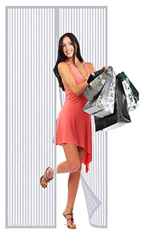 WISKEO Magnet Fliegengitter TüR BalkontüR Insektenschutzrollo, Magnetisch, Volle GrößE, Magnetvorhang KüRzbar, Klettverschluss, Pet freundlich, Dachfenster - Weiß 90x190cm