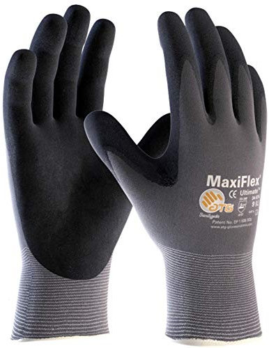 ATG Maxiflex Ultimate Handschuhe, handbeschichtet, AdApt S-XL, 6 Paar, 42874 atmungsaktiv, XL, Schwarz, 6