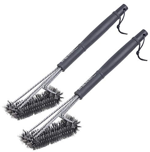 PEARL Grillreinigungsbürste: 2er-Set 3-Fach-Reinigungs-Bürste, Edelstahl, für Grill, Küche u.v.m. (Grillreiniger Bürste, BBQ-Grill-Bürsten, Grillplatten)