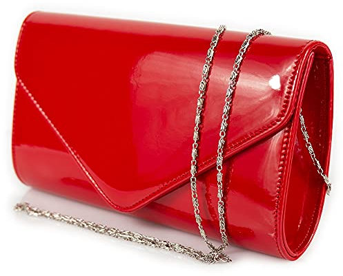 Emila Pochette rossa vernice lucida donna elegante da ragazza signora cerimonia matrimonio borsa a mano piccola clutch borsetta sera giorno Rosso primavera estate 2025