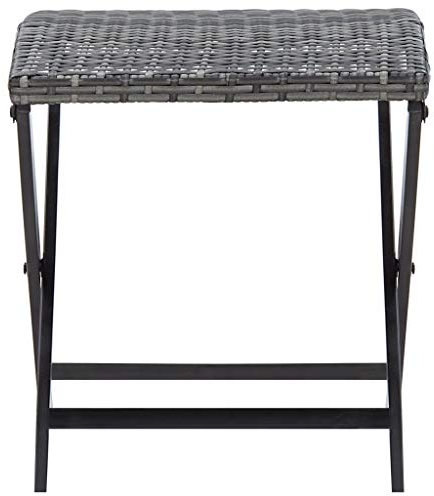 Festnight Klapphocker Poly Rattan Grau Klappbar Hocker Gartenhocker Sitzhocker Gartenmöbel Rattanhocker Fußhocker Garten Terrasse 44 x 44 x 40 cm
