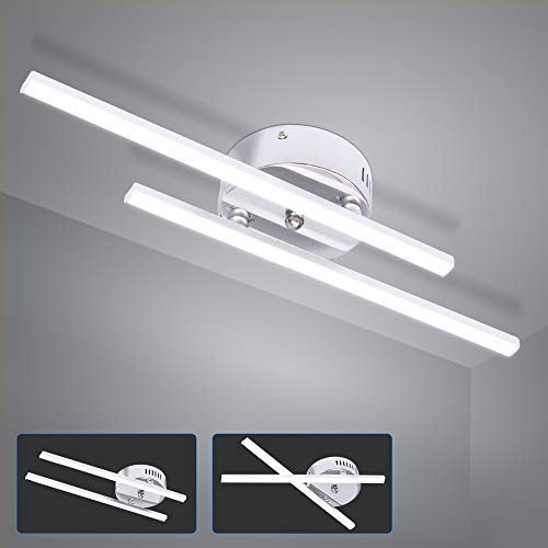 ALLOMN LED Deckenleuchte, 14W Kronleuchter Lampe Modernes Paralleles Streifen Design Deckenleuchte mit 2 Stück Paralleles Streifen Licht Für Wohnzimmer Schlafzimmer Esszimmer (2 leuchtet kaltweiß)