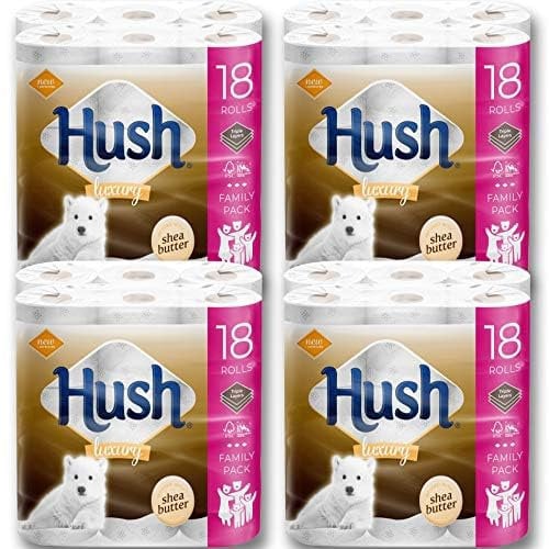 72 Rolls of Premium Hush 3-Ply Toilet Paper Roll Scented Shea Butter