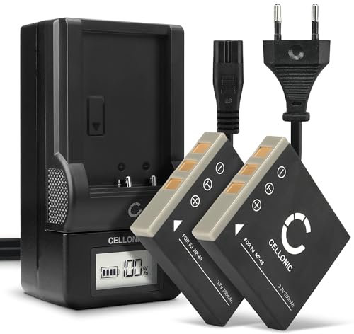 CELLONIC, Battery for Camera, compatible with Panasonic Lumix DMC-FX7, CGA-S004E, CGA-S004E/1B (3.7V, 700mAh) 2 Pieces + Charger