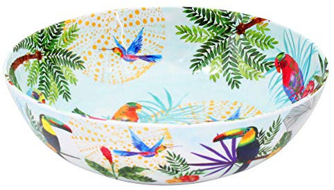Les Jardins de la Comtesse - Große Salatschüssel aus reinem Melamin - Tukanen aus Rio - 4L / Ø 31 cm - Multicolor - MelARTmine Quasi-unbreakable Geschirr Service