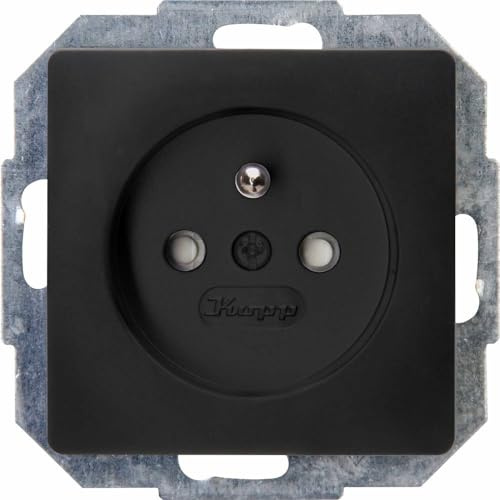 Kopp Paris Mittenschutzkontakt-Steckdose, 1-fach, mit Berührungsschutz, 16A, 250V~, IP20, schwarz, matte Oberfläche, 921150086