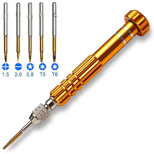 MMOBIEL Petit tournevis de poche magnétique de précision multifonctionnel 5-en-1 pour lunettes, smartphones, tablettes, montres, kits d’outils de réparation