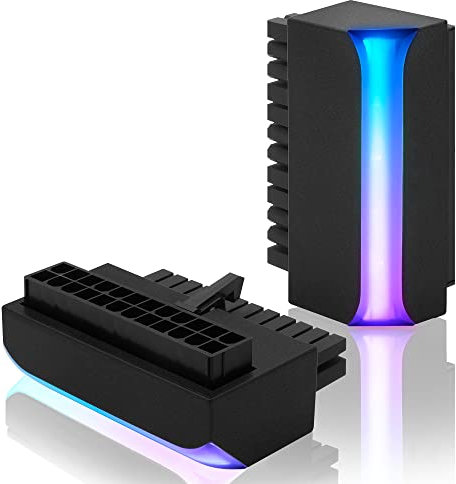 EZDIY-FAB ATX 24-Pin 90 Gradi Connettore di Alimentazione 5V 3 Pin ARGB Rainbow Femmina a Maschio Adattatore per Scheda Madre del Computer ATX Power Supply-1Pack