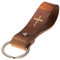 ELBERCRAFT® Schlüsselanhänger Leder Kreuz Kruzifix der Schlüssel Organizer für deine Schlüsseltasche keychain made in Germany braun Gravur gold