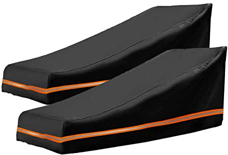 LCGOD Housse de Chaise Longue Exterieur (Noir, 2PCS)