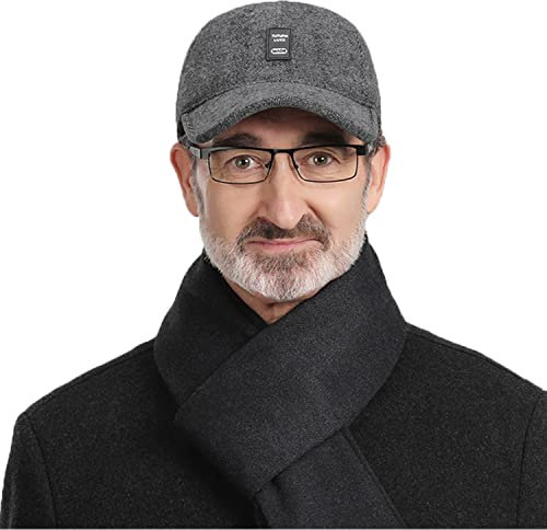 CLAPE Baseball Cap mit Ohrenklappen Cap Herren Winter Warme Wolle Fleece Mit Ohrenklappen Verstellbar Sport Snapback Cap Reifer Stil Trucker Dad Cap