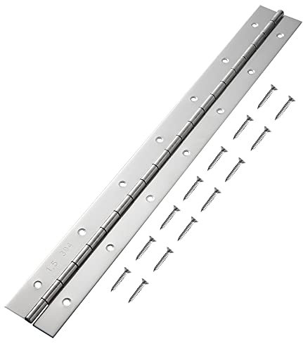 FVSEC Marine Grade 304 Stainless Steel Piano Hinge, 16.5X2 Continuous Boat Hinge, 0.06'' Thickness Heavy Duty Polished Finish Long Hinge with Screw for Cabinet, Cabin Door, Stocker Box(1 Pack)