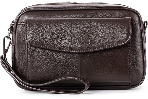 varbeder Herren-Clutch aus Leder mit Kreditkartenfächern, A-Kaffee, With Card Slots