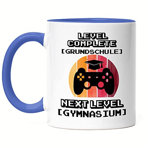 Hey!Print Level Grundschule Complete Next Level Gymnasium Tasse Blau Geschenkidee 5. Klasse