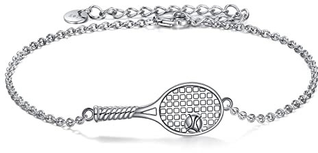 YFN Tennis Armband Sterling Silber Tennisschläger Armband Schmuck Sport Geschenke für Damen Herren Mädchen Jungen